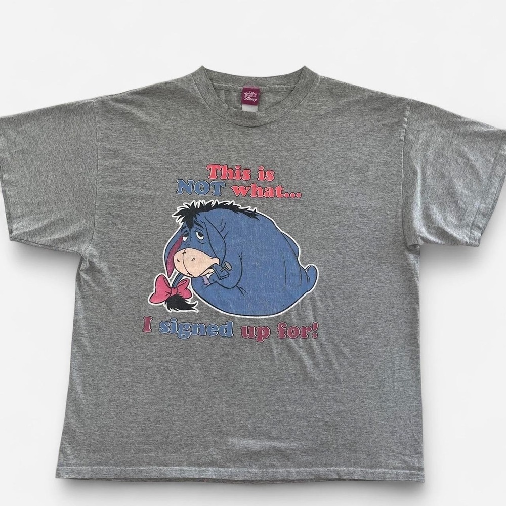 Vintage Disney Eeyore This Is Not What I Signed Up For Graphic T-Shirt Grey Xl
